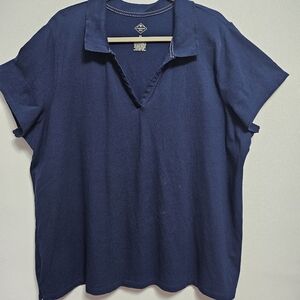 Short sleeve collared top 3x